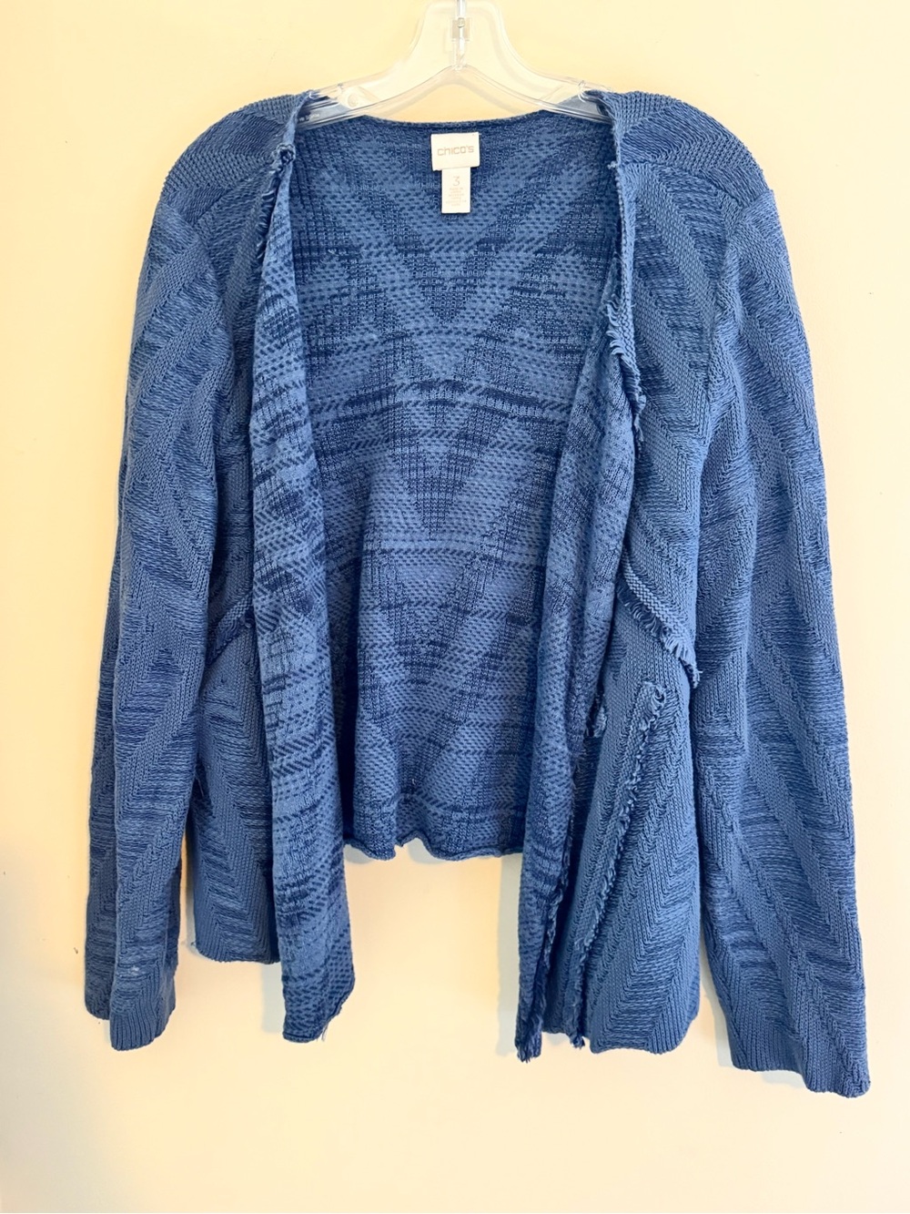 Chico's Blue Open-Front Knit Cardigan
